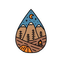 Camping and quiet night graphic illustration vector art t-shirt design