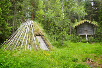 Sami camps in Västerbottens museum in the Gammlia area of Umeå, Sweden