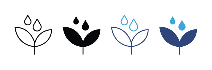 Plant watering icon set isolated on white background. vector illustration
