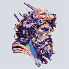 Creative and artistic vector illustration of Herakles or Hercules