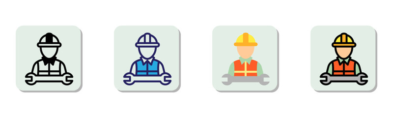 Worker Icon Multi Style Vector Illustration