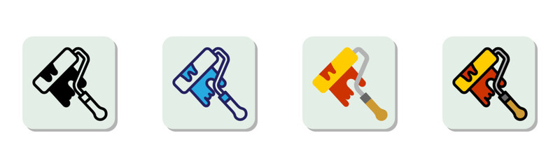 Paint Roller Icon Multi Style Vector Illustration