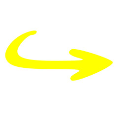 Flèche courbée jaune sur fond transparent