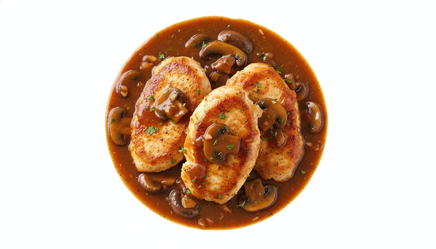 Chicken Marsala isolated on white background