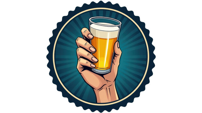 Cheers to happiness celebrating craft beer culture with a toast in hand urban setting graphic illustration vibrant colors