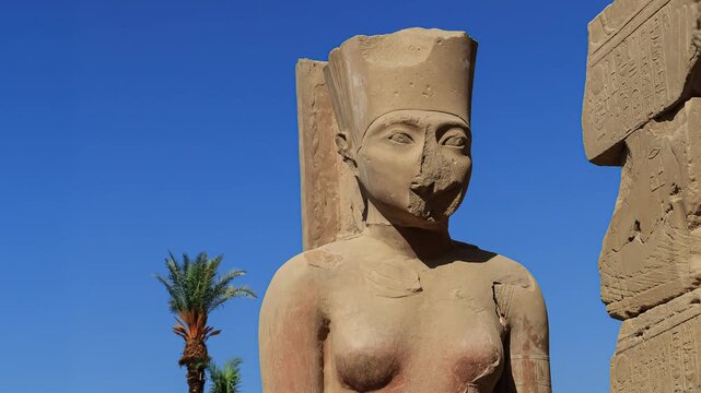 Ancient Egyptian Queen Statue Blue Sky