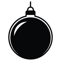 Black silhouette of a round Christmas ornament with a hanging loop bauble decoration