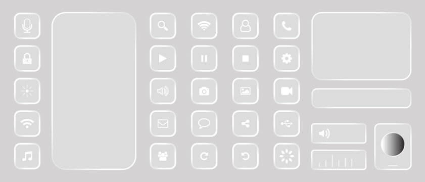 Set of minimalist glowing ui icons for digital interfaces and apps Vector
