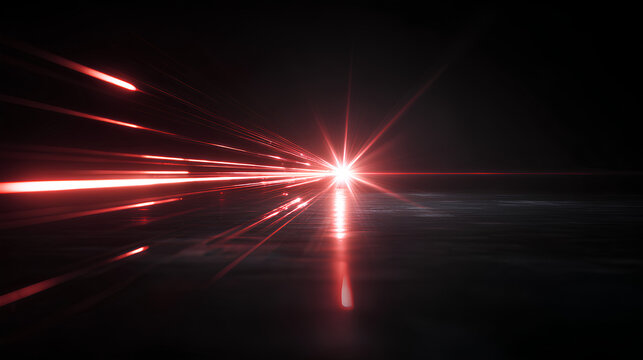 Moving red light streak ray, light flare 3d rendering Stock Illustration 