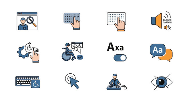 Hand Drawn Accessibility Icon Set for Web and Apps.