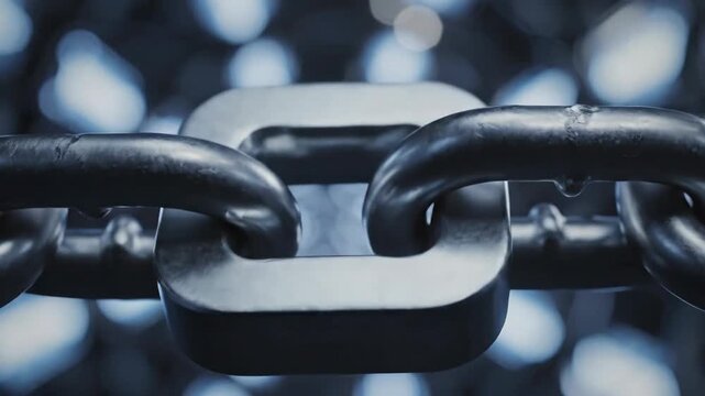 Heavy metal chain linkage industrial strength connection secure fastening