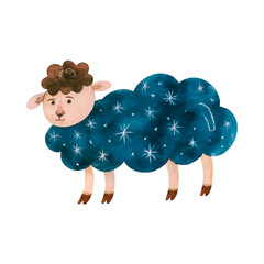 Christmas sheep. Christmas, New year concept. Cute hand drawn illustration
