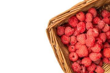 Sweet raspberries  isolated on white background, macro.