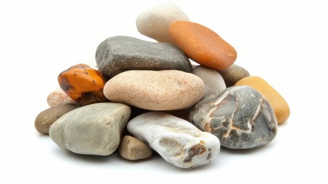 Video A collection of rocks arranged on a smooth white surface