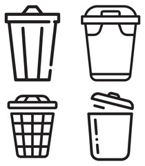 Smart waste bin detection icons and elements for environmental technology solutions silhouette