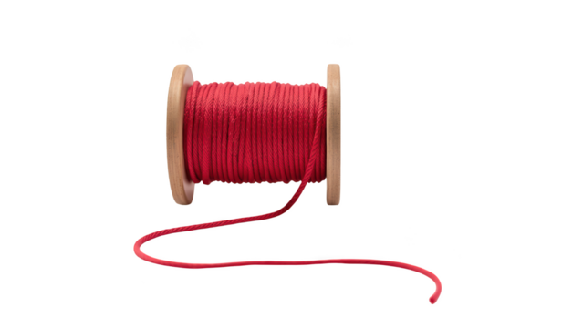 Red thread spool crafting material sewing supplies vibrant color textile accessory home decor DIY projects artistic expression spool design