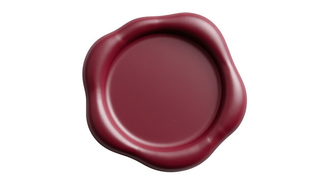 Round, deep red wax seal with wavy edge, often used for formal letters or documents, conveying sense of tradition and authenticity