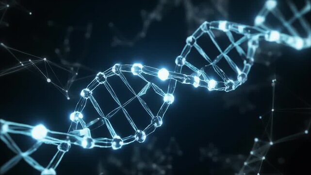 Dynamic DNA strand spinning with glowing connections for cutting edge bio research