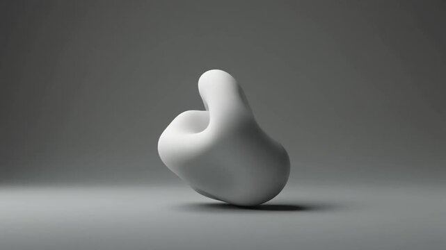 Modern abstract white sculpture with soft shadows rotating in a seamless loop video
