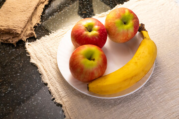 Healthy Breakfast with Apples and Banana