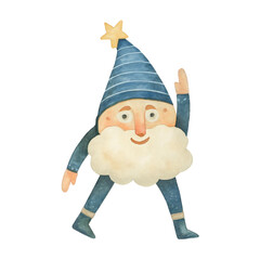 Cute hand drawn watercolor Christmas gnome