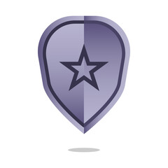 Purple shield icon. Star shape symbol. Security badge art. Vector police emblem.