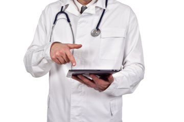 Doctor is using digital tablet.