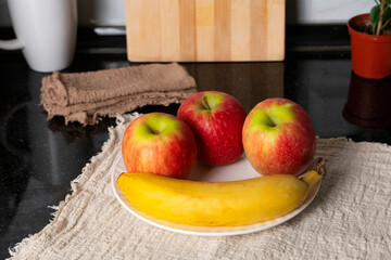 Healthy Breakfast with Apples and Banana