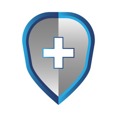 Obraz premium Medical cross icon. Health guard symbol. Clinic shield vector. Hospital safety sign