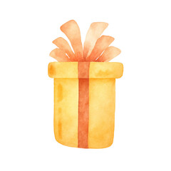 Watercolor Christmas gift box. Christmas, New year concept
