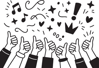 Thumbs Up Celebration with Music and Stars