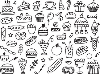 Delicious Dessert Seamless Pattern Hand Drawn Style
