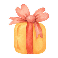 Watercolor Christmas gift box. Christmas, New year concept