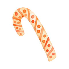 Funny Christmas candy cane. Christmas, New year concept. Hand drawn illustration