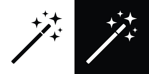Magic wand with sparkling stars icon vector, wizard tool, Magic wand icon