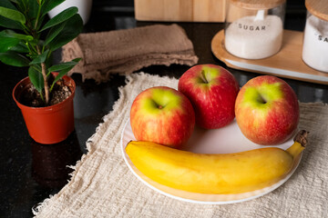 Healthy Breakfast with Apples and Banana
