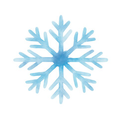 Blue watercolor Christmas snowflake illustration