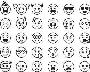 Fototapeta premium Collection of diverse emoji faces expression emotions