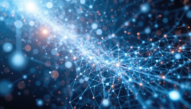 Stunning network data connections with glowing nodes and lines for modern tech