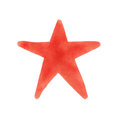 Red Watercolor illustration of a star