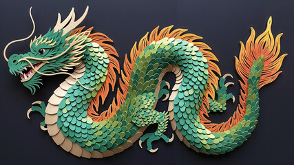 Fototapeta premium Paper dragon decoration with intricate scales and vibrant colors 
