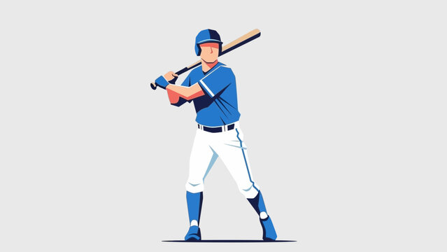Dynamic baseball batter ready to swing, showcasing athletic skill and intense focus in a vibrant, modern style ideal for sports branding and advertising