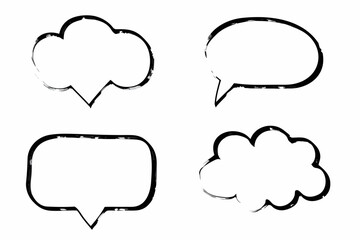 Fototapeta premium Hand drawn speech bubbles and thought balloons in black and white