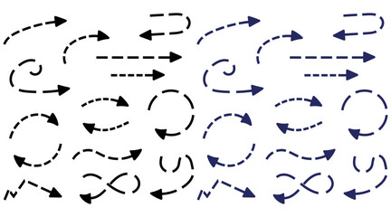 Diverse Arrow Collection in Black and Blue Indicating Direction Flow and Navigation Concepts Seamless Pattern