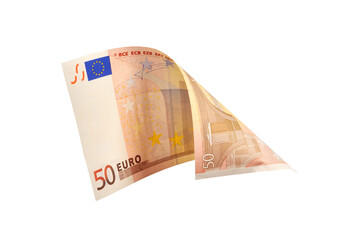 Flying 50 euro cash bills