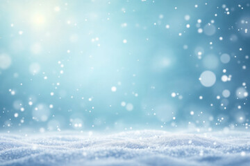 Naklejka premium Winter Wonderland Background Snowflakes, Snow, Blue Bokeh, Light, Frozen Scene, Christmas.