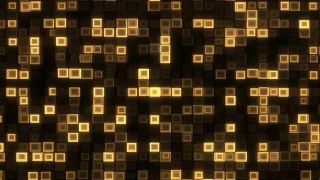 Dynamic digital network with glowing squares creates a modern tech background