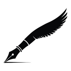 Black quill pen vector illustration for writing and education concepts