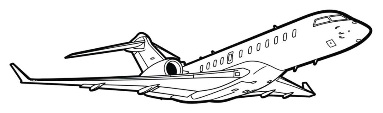 Stylish private jet design in black and white