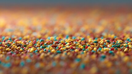 Obraz premium Vibrant Vibrations of Colorful Sprinkles on a Blurred Background, Capturing the Joyful Essence of Sweet Treats and Celebration Moments in Detail